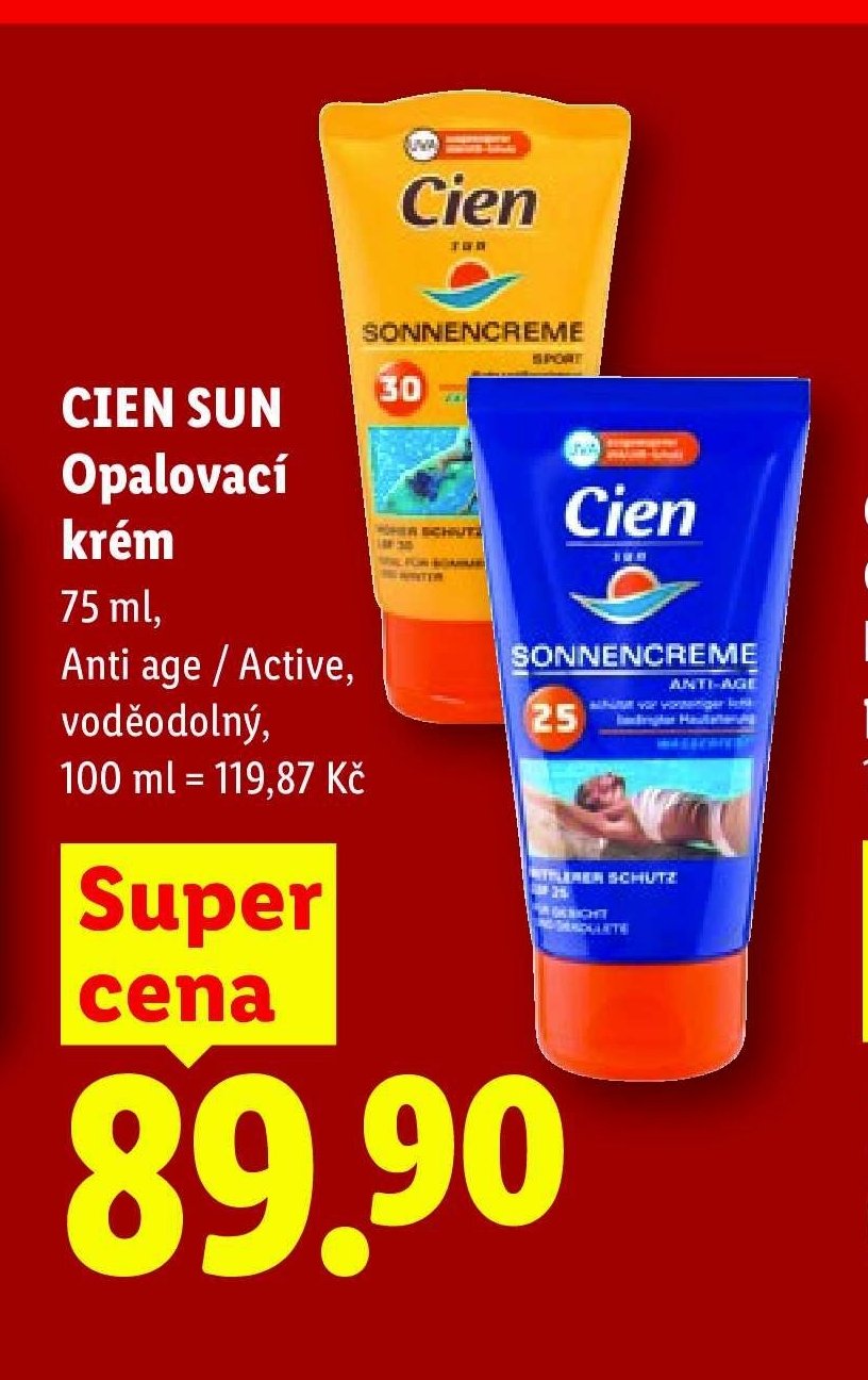 CIEN SUN Opalovací krém
