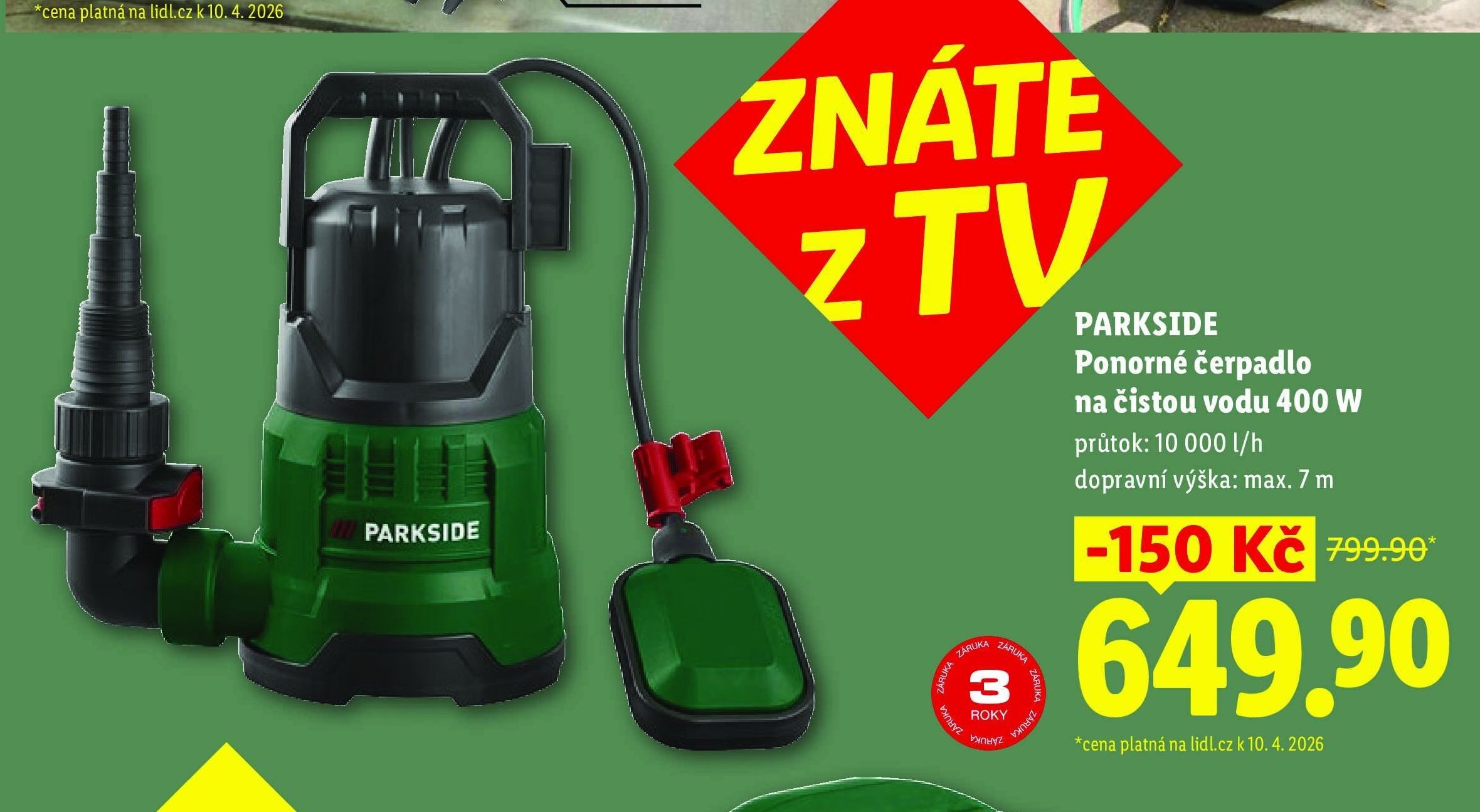 PARKSIDE Ponorné čerpadlo na čistou vodu 400 W