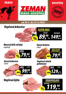 akční leták ZEMAN maso - uzeniny 20.4.2026-25.4.2026