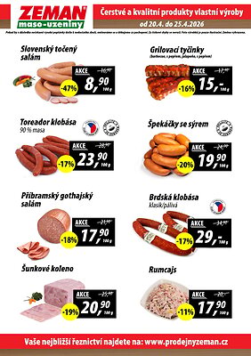 akční leták ZEMAN maso - uzeniny 20.4.2026-25.4.2026