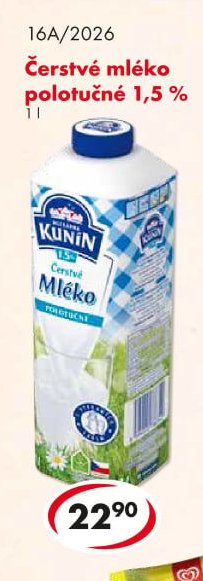 Čerstvé mléko polotučné 1,5 %