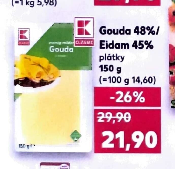 Gouda / Eidam 45% plátky