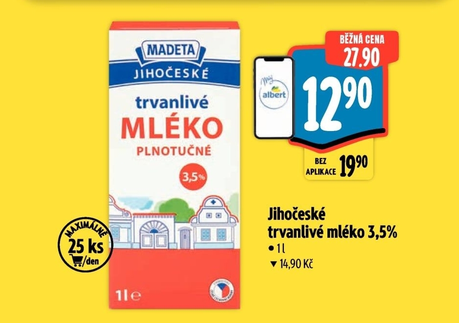 Mléko trvanlivé Jihočeské Madeta - 3,5% plnotučné