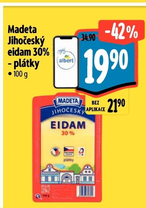 Sýr Eidam Jihočeský 30% Madeta