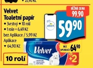 Toaletní papír 3vrstvý Velvet