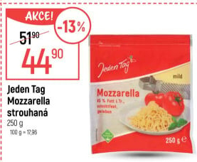 Sýr Mozzarella strouhaná Jeden Tag