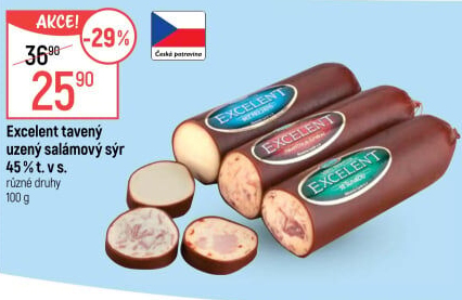 Sýr tavený salámový uzený 45% Excelent