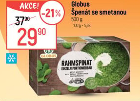 Špenát se smetanou mražený Globus