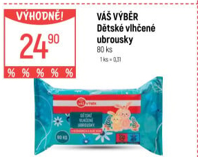 Vlhčené ubrousky dětské Váš Výběr