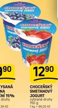 Jogurt smetanový ochucený Choceňský