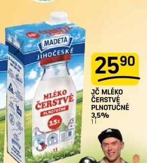 Mléko čerstvé lahodné Jihočeské Madeta - 3,5% plnotučné