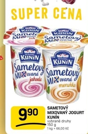 Ochucený jogurt sametový Mlékárna Kunín