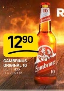 Pivo světlé výčepní Originál 10° Gambrinus
