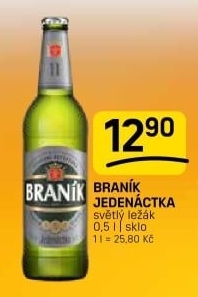 Pivo světlý ležák 11° Jedenáctka Braník