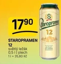 Pivo světlý ležák 12° Staropramen
