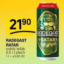 Pivo světlý ležák Ratar Radegast