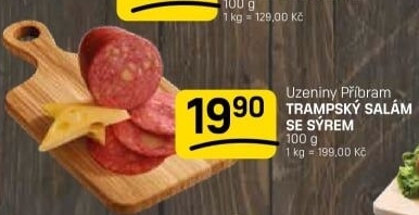 Salám trampský se sýrem Příbramská uzenina