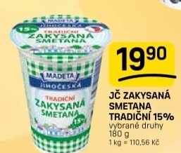 Smetana zakysaná Jihočeská Madeta 15%