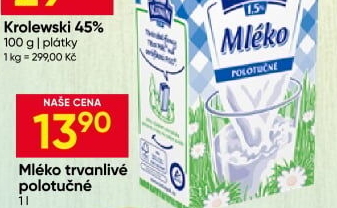 Mléko trvanlivé Mlékárna Kunín - 1,5% polotučné