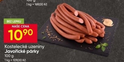 Párky javořické Kostelecké uzeniny