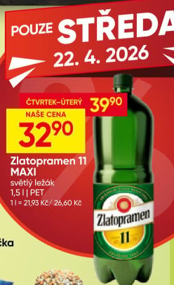 Pivo světlý ležák 11° Zlatopramen