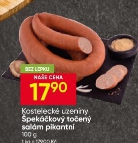Špekáčkový salám točený pikantní Kostelecké uzeniny