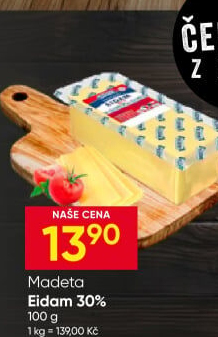 Sýr Eidam Jihočeský 30% Madeta