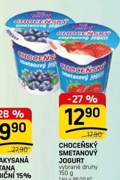 Jogurt smetanový ochucený Choceňský