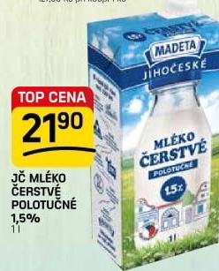 Mléko čerstvé Jihočeské Madeta - 1,5% polotučné