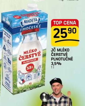 Mléko čerstvé lahodné Jihočeské Madeta - 3,5% plnotučné