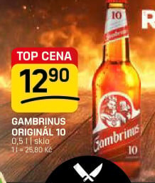 Pivo světlé výčepní Originál 10° Gambrinus