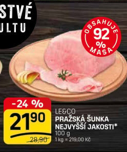 Šunka pražská nejvyšší jakosti LE&amp