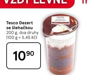 Dezert pudink se šlehačkou Tesco