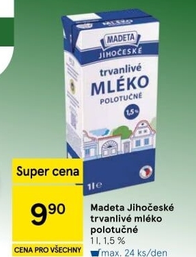 Mléko trvanlivé Jihočeské Madeta - 1,5% polotučné