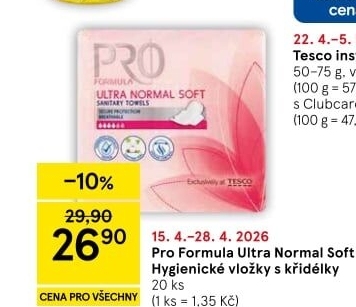 Vložky dámské Ultra Pro Formula Tesco