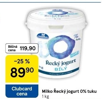 Bílý jogurt řecký 0% Milko