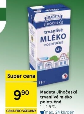 Mléko trvanlivé Jihočeské Madeta - 1,5% polotučné
