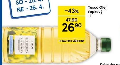 Řepkový olej Tesco