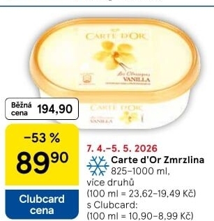 Zmrzlina ve vaničce Carte D'