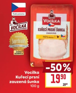 Šunka kuřecí prsní zauzená nejvyšší jakosti Vocílka