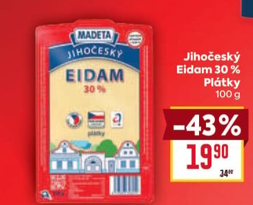 Sýr Eidam Jihočeský 30% Madeta