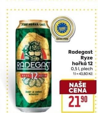 Pivo světlý ležák 12° Ryze hořká Radegast