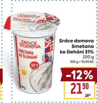 Smetana ke šlehání 31% Srdce domova