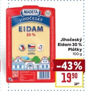 Sýr Eidam Jihočeský 30% Madeta