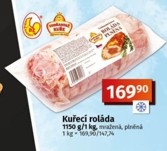 Kuřecí plněná roláda mražená Vodňanské kuře