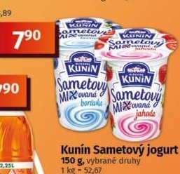 Ochucený jogurt sametový Mlékárna Kunín