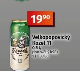 Pivo světlý ležák 11° Medium Velkopopovický Kozel