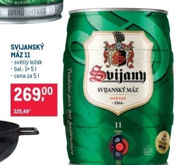 Pivo světlý ležák 11° Svijanský Máz Svijany - soudek