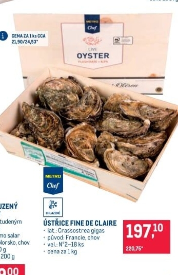 Ústřice velká Fine de Claire Metro Chef