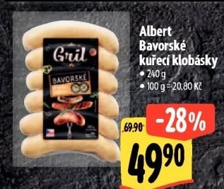 Bavorská klobása kuřecí Albert Gril